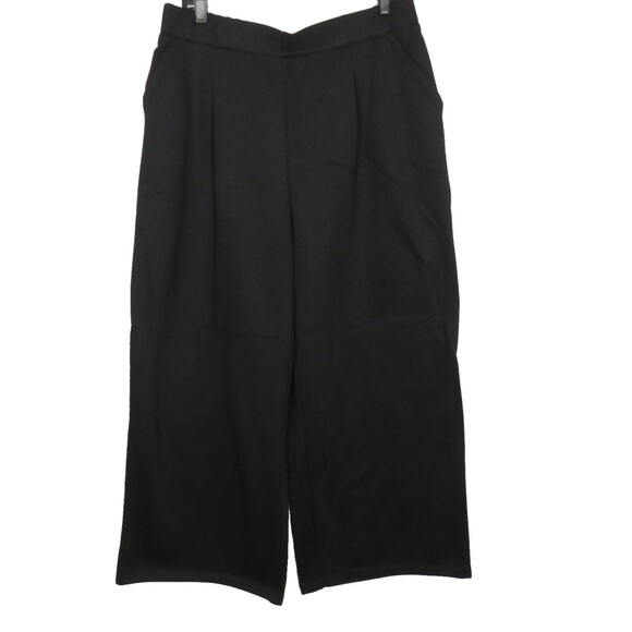 Halara Black Wide Leg Heavy Fleece Pull On Sweat Pants Size XL PETITE - Picture 2 of 9